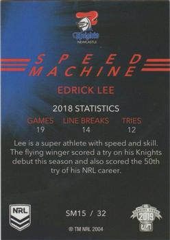 2019 NRL Elite - Speed Machines #SM15 Edrick Lee Back